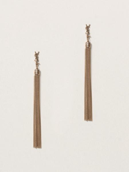 Saint Laurent: Fringed earrings with logo
