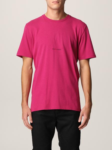 Saint Laurent uomo: T-shirt Saint Laurent in cotone con logo