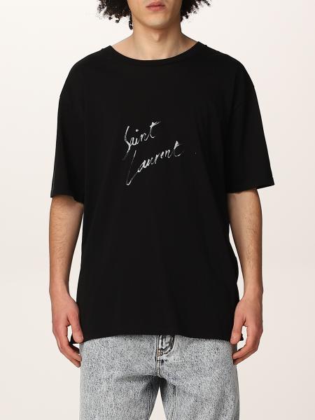 Saint Laurent uomo: T-shirt Saint Laurent in cotone con firma