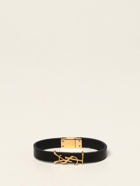 Saint Laurent: Saint Laurent leather bracelet with YSL monogram