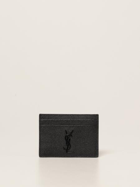 Saint Laurent: Saint Laurent credit card holder in grain de poudre leather