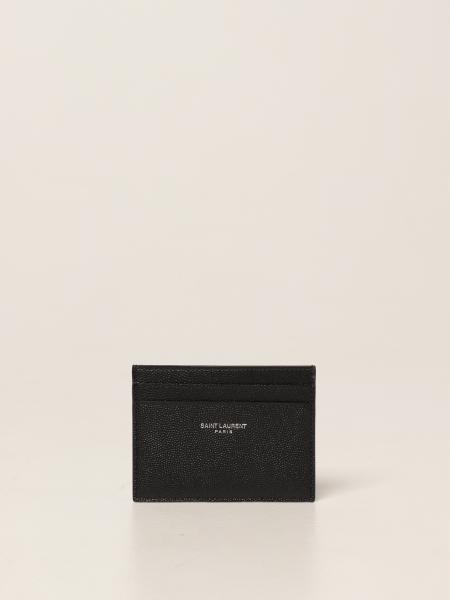 Saint Laurent: Saint Laurent credit card holder in grain de poudre leather