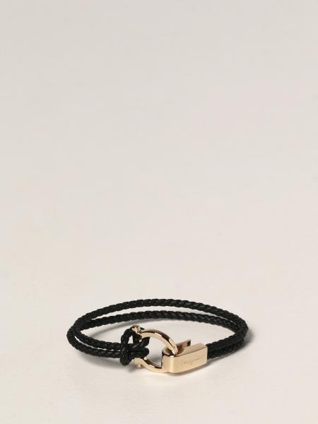 SALVATORE FERRAGAMO: bracelet in woven leather - Black | Salvatore ...