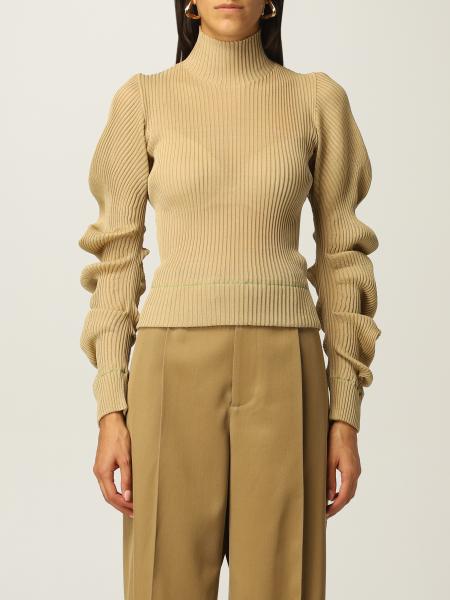 BOTTEGA VENETA: silk knit jumper - Yellow Cream | Bottega Veneta jumper 664118 V0ZF0 online at
