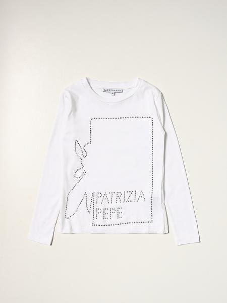Patrizia Pepe bambino: T-shirt Patrizia Pepe in cotone con logo di micro borchie