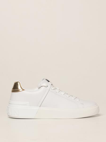 BALMAIN: leather sneakers - White | Balmain sneakers WN1VI580LAML ...