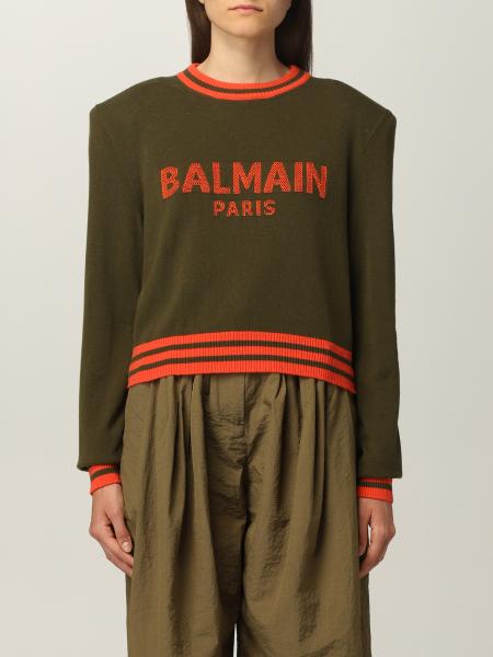 Balmain cropped jumper in wool and cashmere