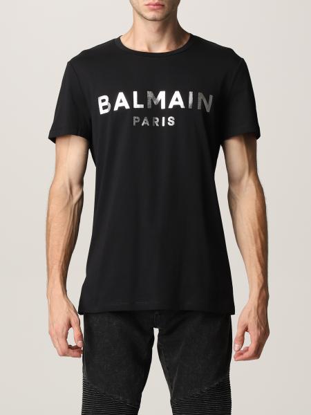 BALMAIN: cotton t-shirt with logo - Black 1 | Balmain t-shirt ...