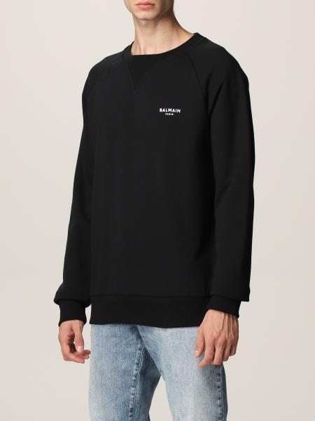 BALMAIN: cotton sweatshirt with logo - Black | Sweatshirt Balmain 