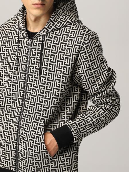 BALMAIN: sweatshirt with monogram - Ivory | Sweatshirt Balmain 