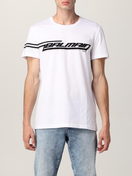 Balmain men: Balmain cotton T-shirt with flocked logo