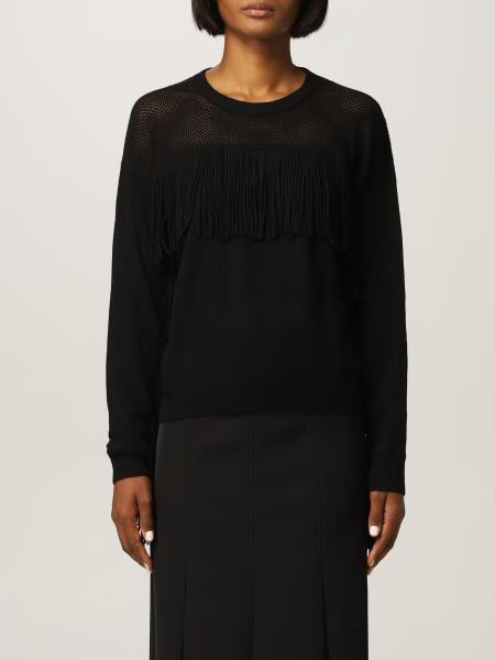 Pinko wool blend sweater with fringes