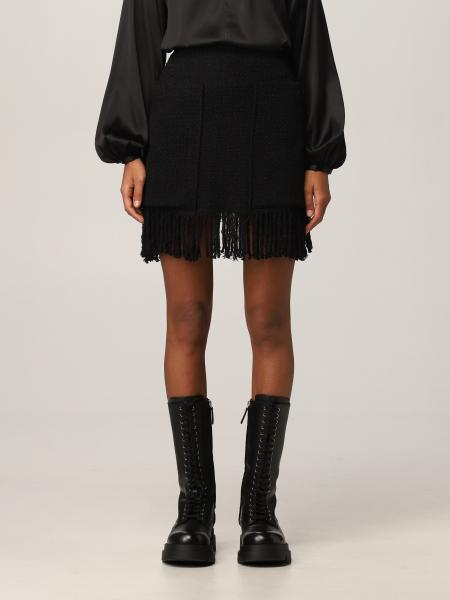 Pinko mini skirt in tweed with fringes