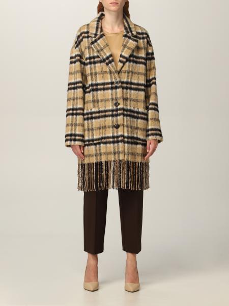 Pinko coat in wool blend with fringes