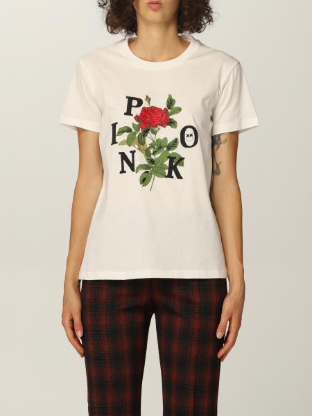 Pinko cotton T-shirt with rose print