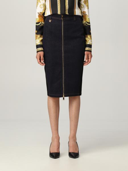 Versace midi skirt in cotton denim