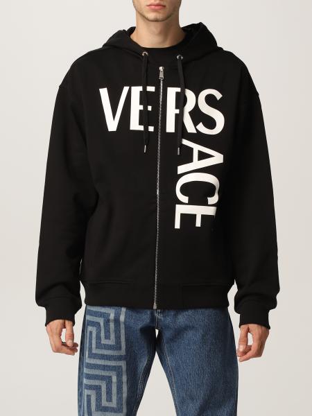 Versace uomo: Felpa Versace in cotone con big logo