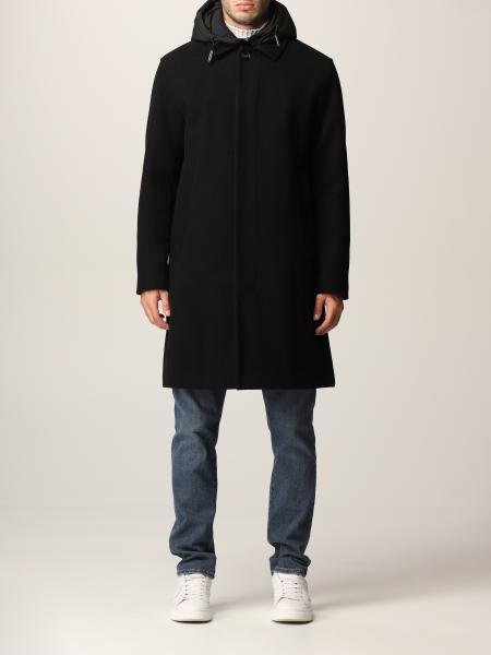 Emporio Armani down jacket in virgin wool with removable nylon panel