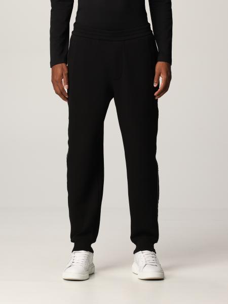 EMPORIO ARMANI: jogging trousers with striped bands - Black | Emporio ...