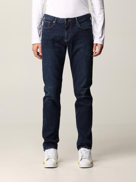 EMPORIO ARMANI: jeans in washed denim with logo - Denim | Emporio 