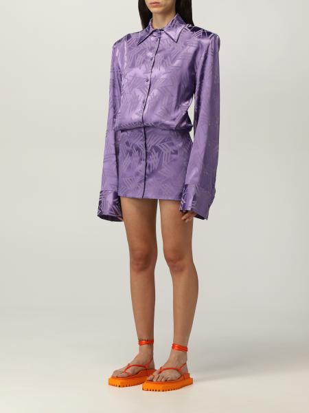 THE ATTICO: shirt dress in viscose blend - Lilac | Dress The Attico ...