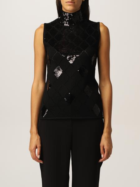 Emporio Armani jumper in diamond-patterned virgin wool with sequins