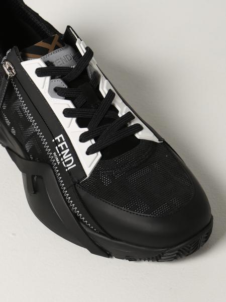 FENDI: sneakers in regenerated nylon with FF Flash - Black | Fendi 
