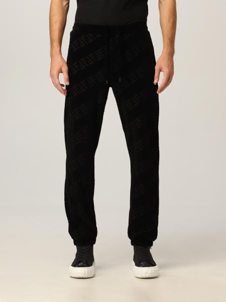 Fendi: Fendi jogging trousers in velvet with FF motif
