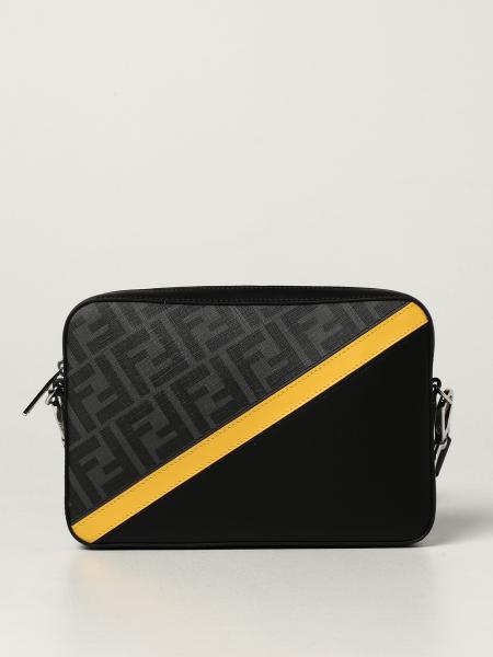 FENDI: camera case with FF print - Black | Fendi shoulder bag 7M0286