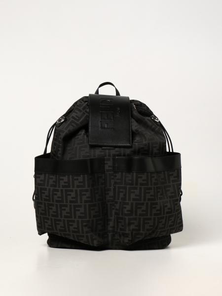 Fendi backpack in canvas with FF motif and leather
