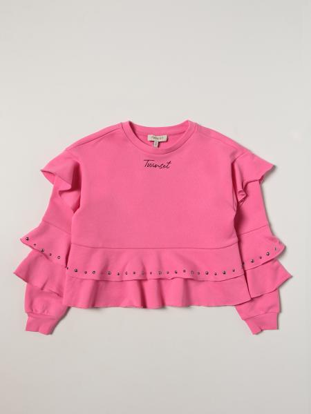 Twinset kids: Twin-set cotton jumper with flounces and micro studs