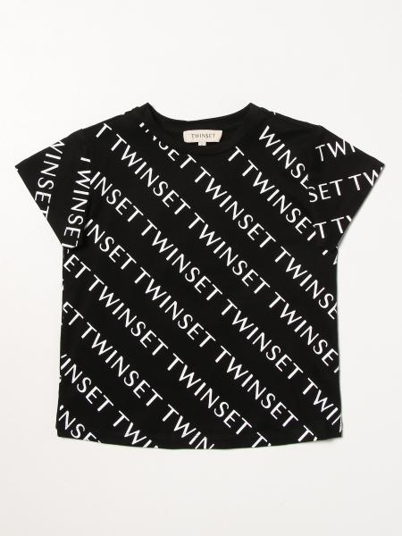 Twin-set T-shirt in jacquard fabric with all-over logo