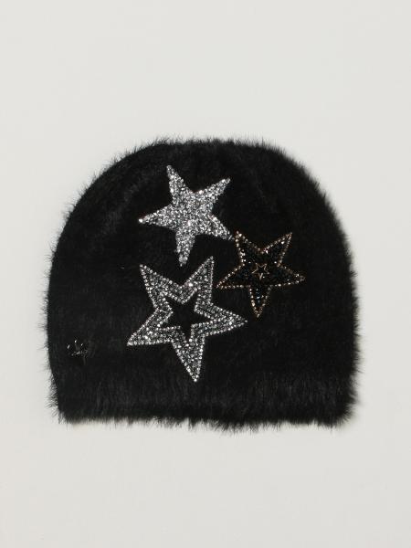 Cappello a berretto Twin-set in maglia con stelle lurex e placca