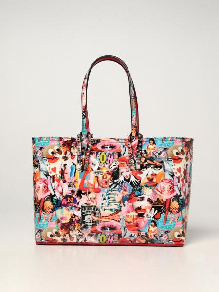 CHRISTIAN LOUBOUTIN: Cabata bag in patent leather with Oh Xtian print ...