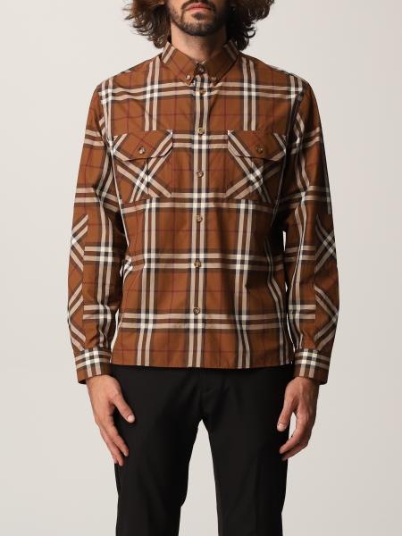 Burberry men: Burberry shirt in check cotton poplin