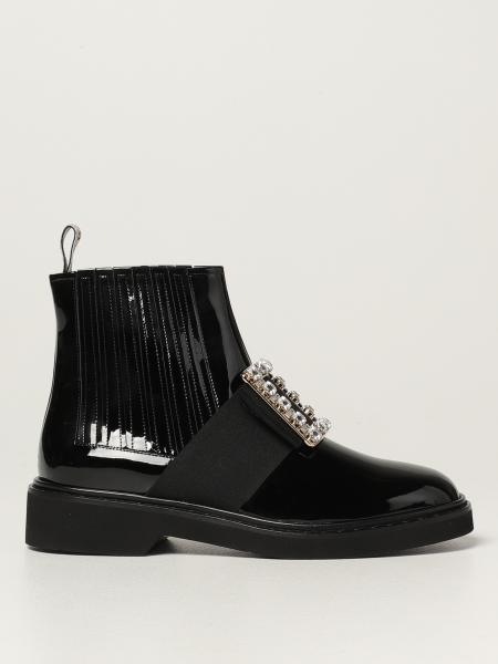 Stivaletto Viv' Rangers Roger Vivier in vernice con fibbia di cristalli