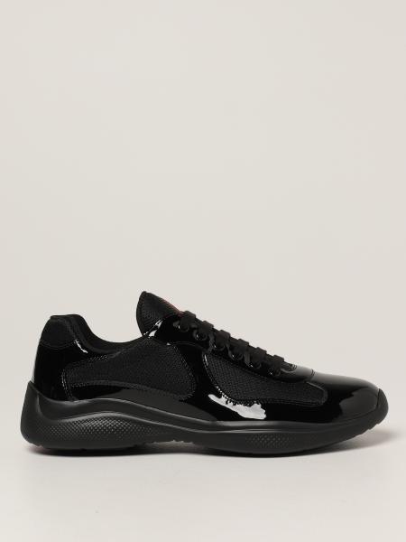 Prada trainers in patent leather and bike fabric
