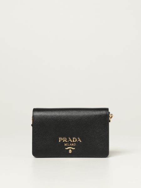 PRADA: shoulder bag in saffiano leather - Black | Prada mini bag 1BP019 NZV  online on 