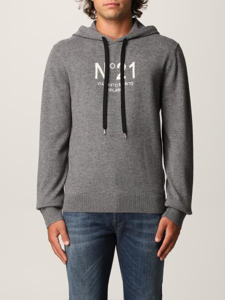 N° 21: N ° 21 wool sweatshirt with logo - Grey | N° 21 sweatshirt A001 ...