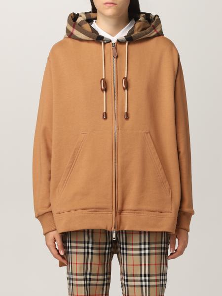 Burberry: Burberry oversize cotton sweatshirt with check inserts