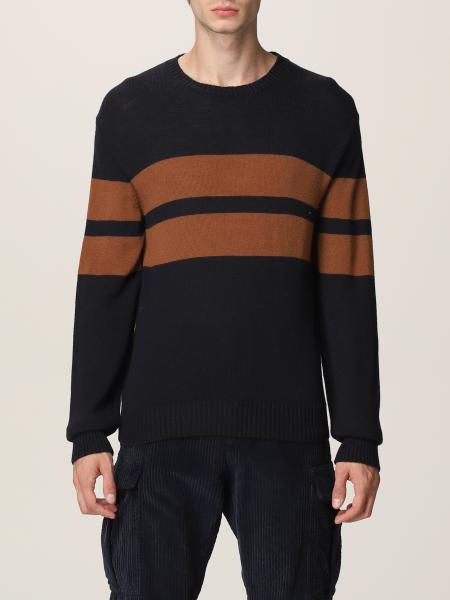 ELEVENTY: sweater in wool with inlay - Blue | Jumper Eleventy D76MAGD16 ...