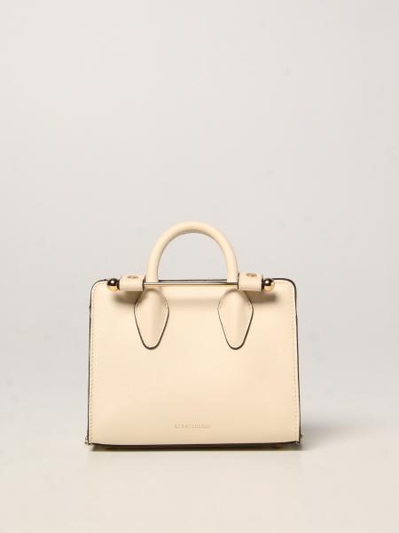 STRATHBERRY: nano tote bag in leather - Yellow Cream