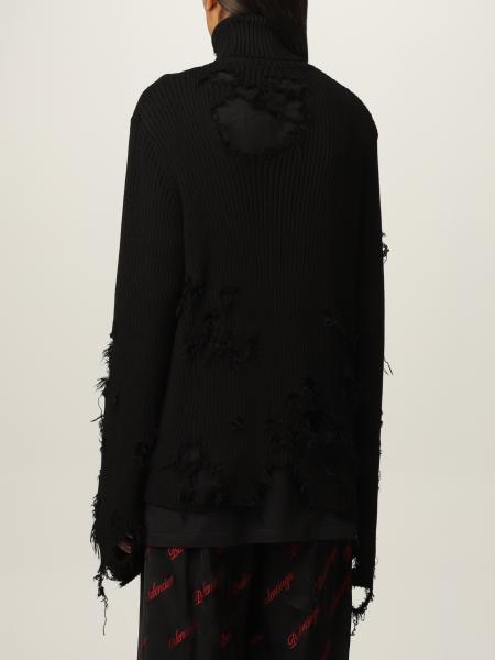 BALENCIAGA: destroyed turtleneck - Black | Balenciaga sweater 