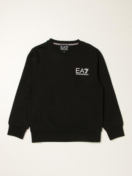 Ea7: Felpa EA7 in cotone con logo metallico