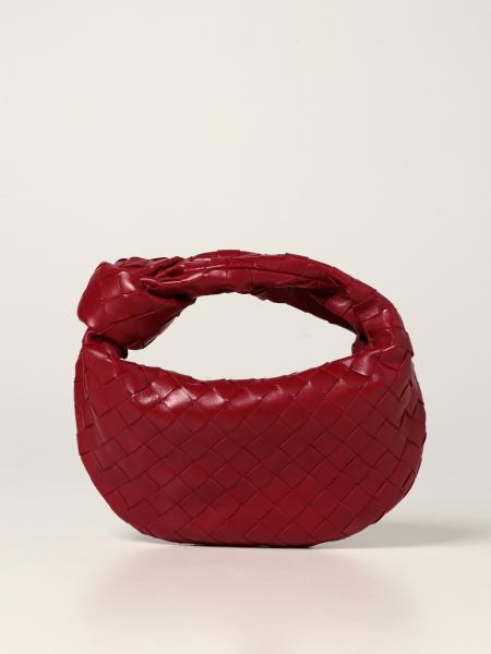 Jodie Mini Leather Tote Bag in Red - Bottega Veneta