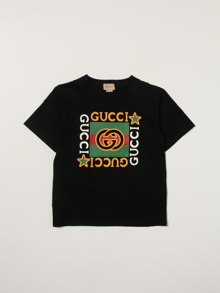 Gucci bambino: T-shirt Gucci in cotone con logo vintage