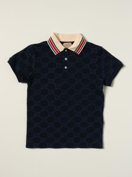 Gucci kids: Gucci cotton polo shirt with all-over GG Supreme logo