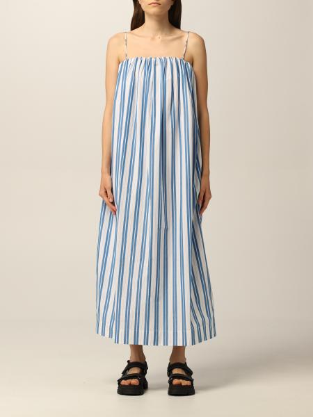 Ganni long striped cotton dress
