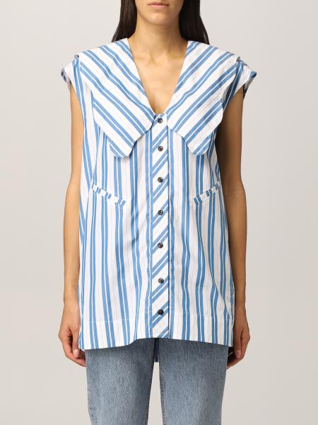 Ganni striped shirt in organic cotton
