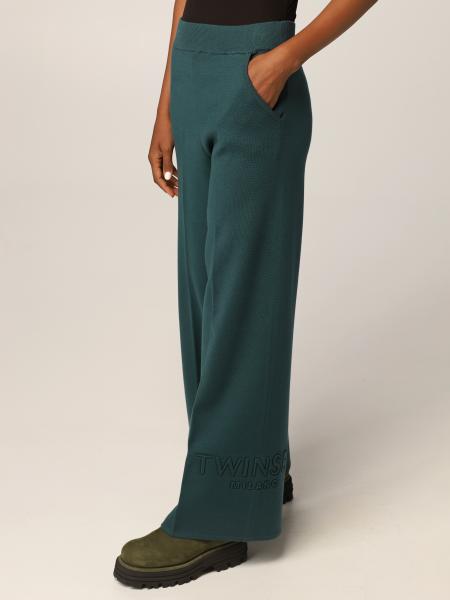 TWINSET: Pantalone palazzo Twin-set in maglia - Verde | Pantalone Twinset  212TT3461 GIGLIO.COM